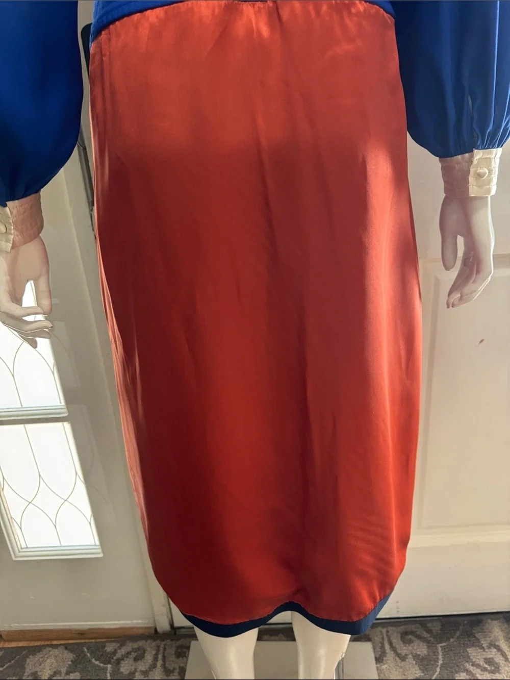 Tory Burch Kola Colorblock Wrap in Rust, Royal Blue & Forest Green Size 4